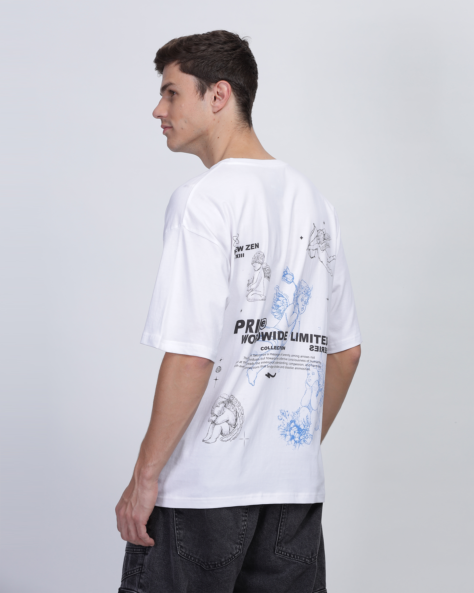 White True Oversized Fit Printed T-shirt