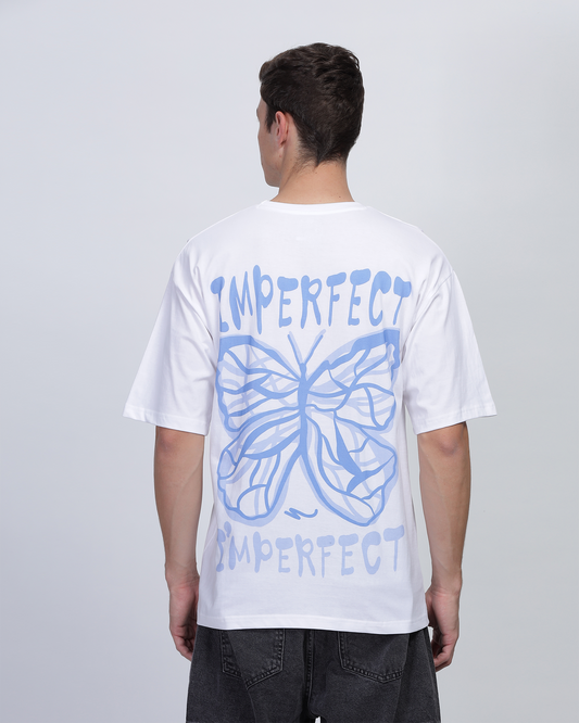 White True Oversized Fit Printed T-shirt for Men 