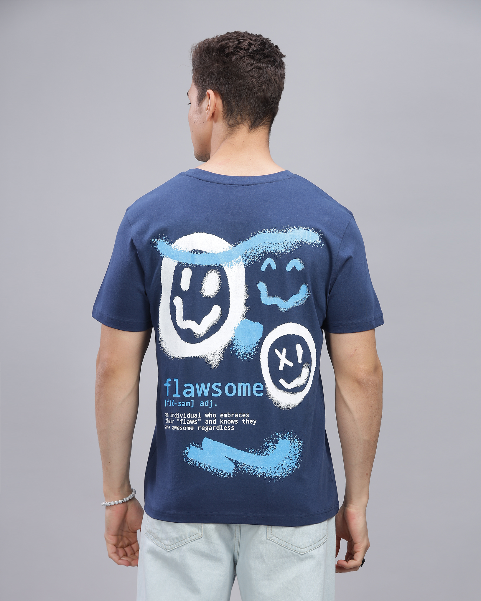 Very Blue Regular Fit Printed T-shirt