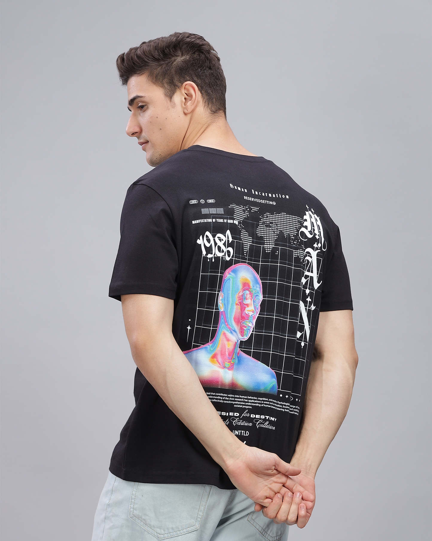 Black Regular Fit Printed T-shirt for Men 