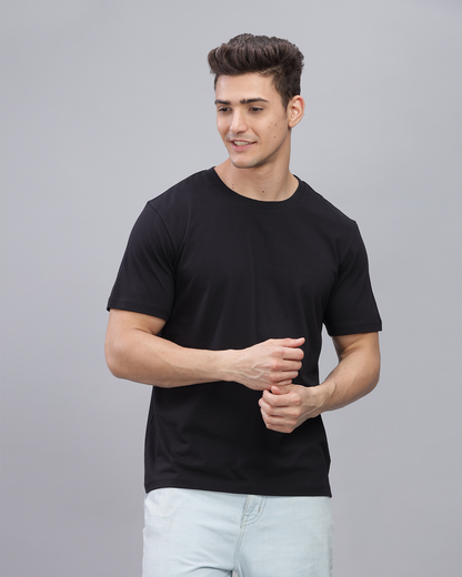 Black Regular Fit Printed T-shirt for Men 