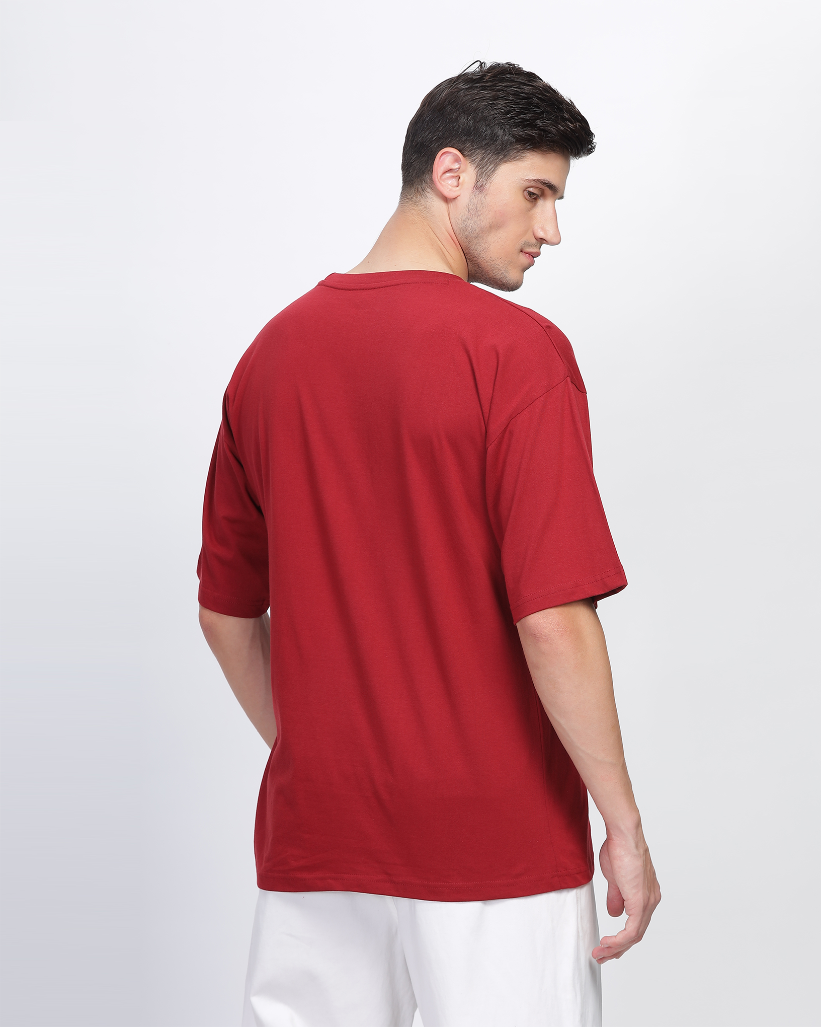 Deep Red True Oversized Fit Printed T-shirt