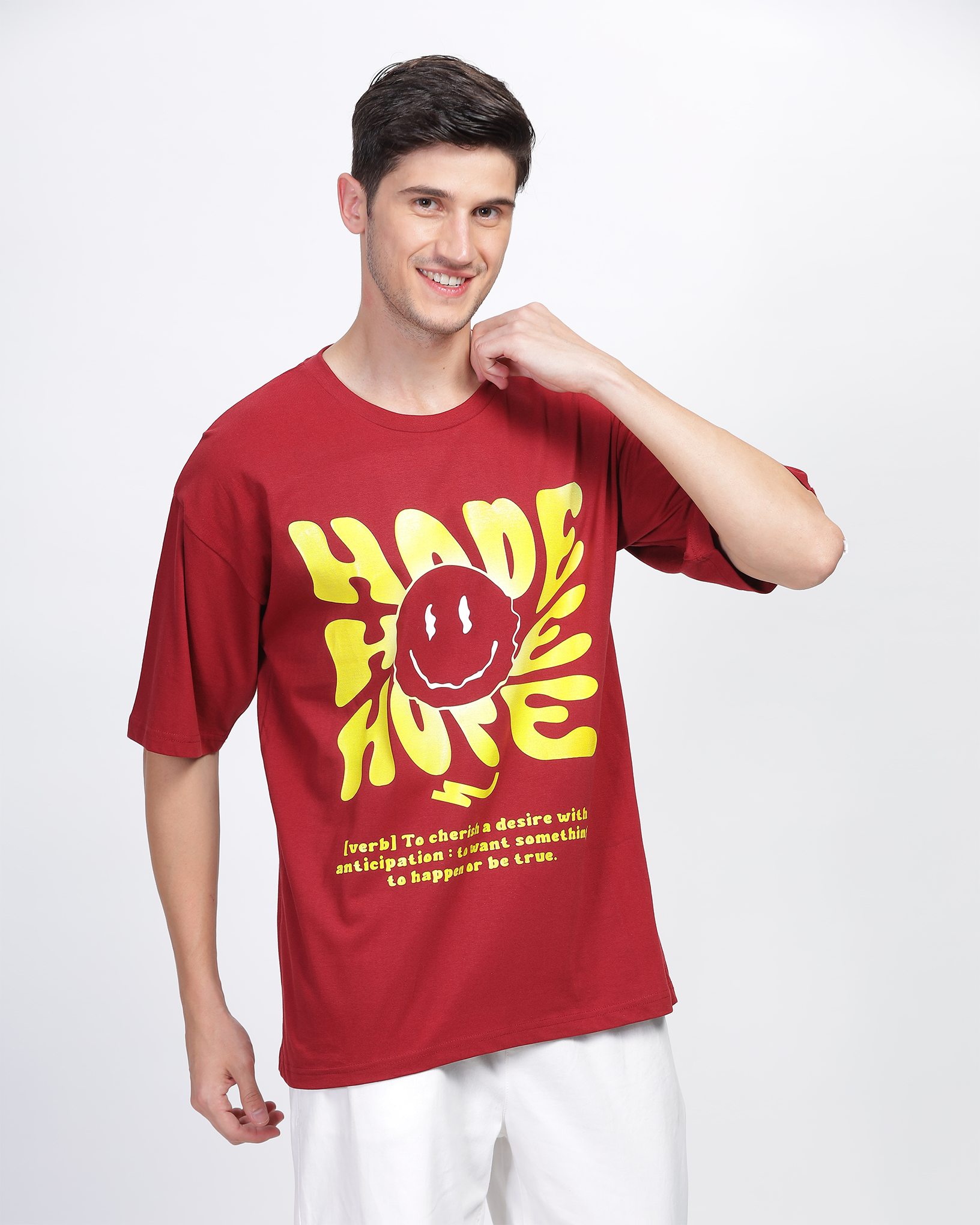 Deep Red True Oversized Fit Printed T-shirt