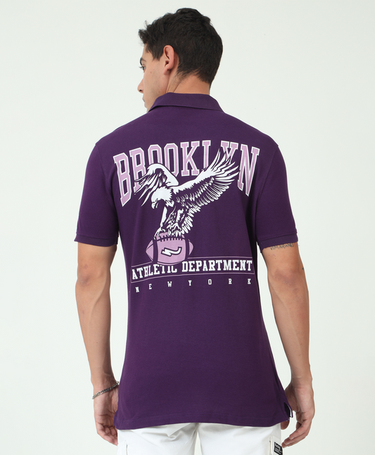 Purple Back printed Polo T-Shirt