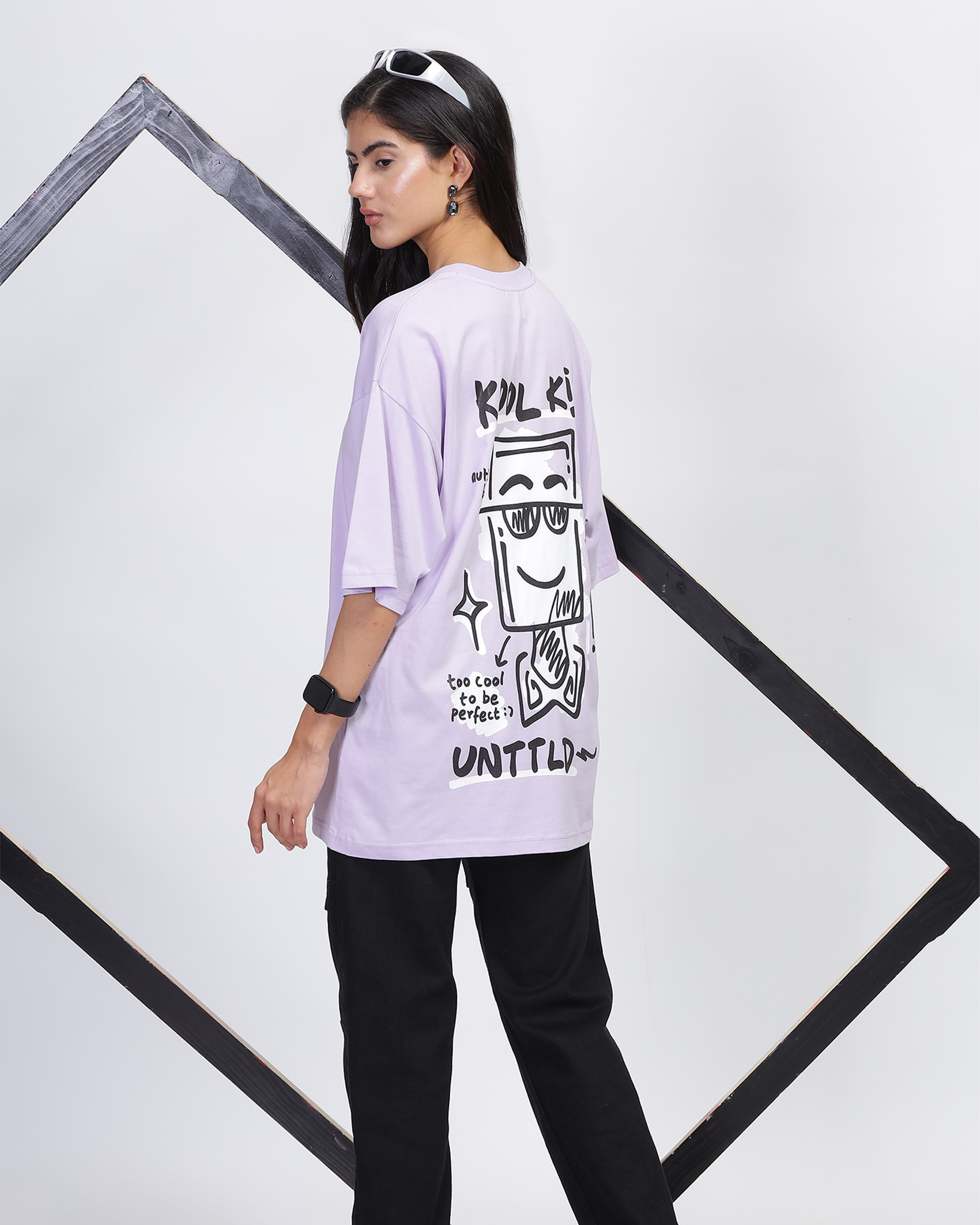 Lilac Oversized Fit Printed T-shirt