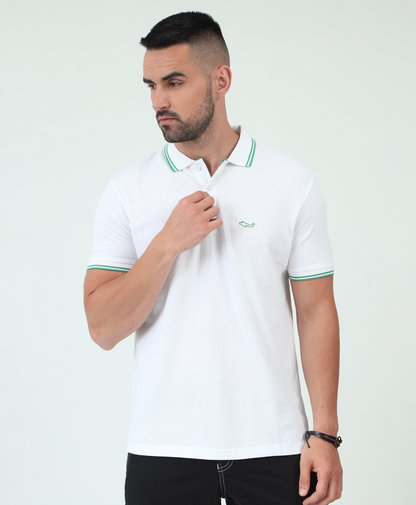 White Back printed Polo T-Shirt