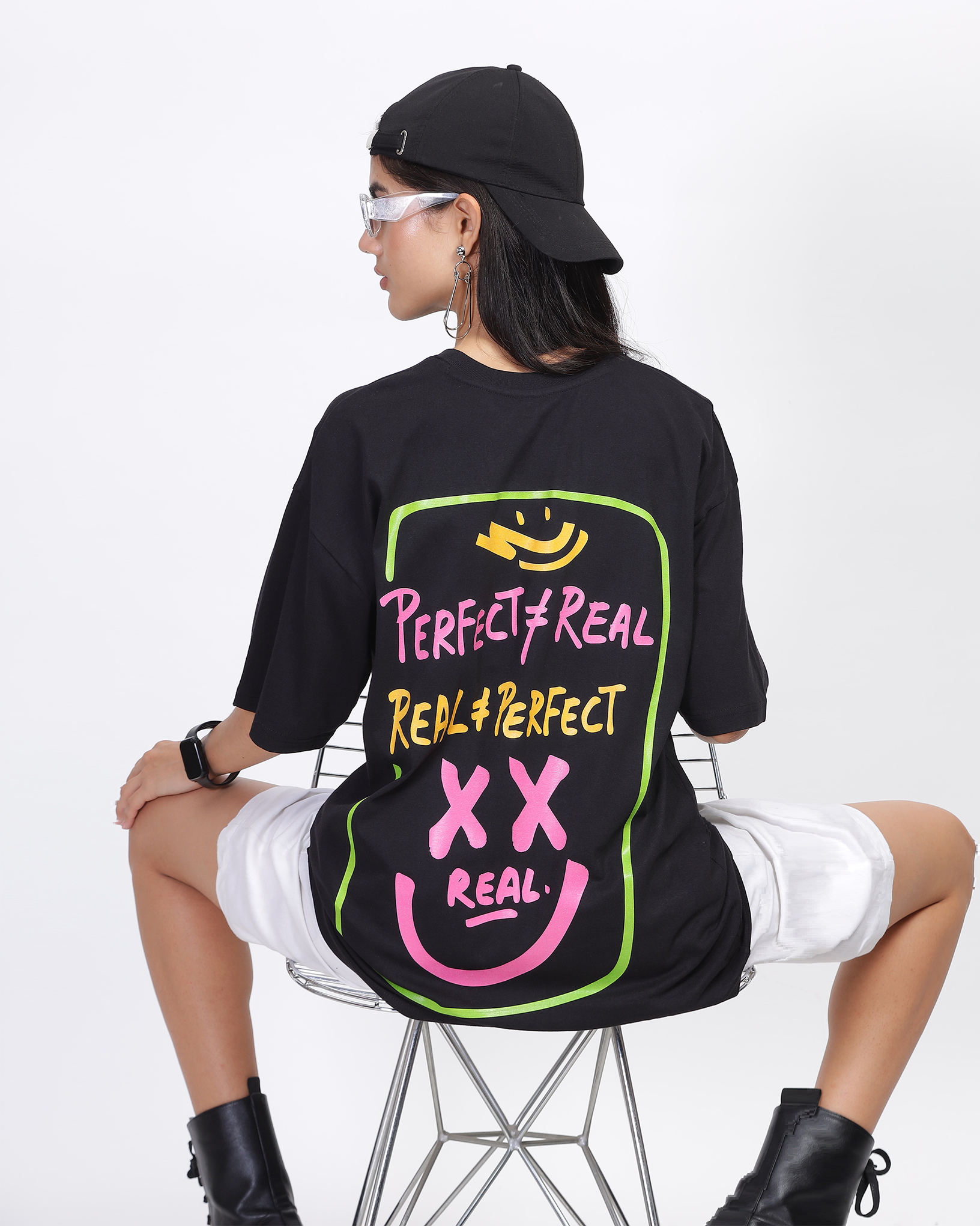 Black Oversized Fit Printed T-shirt