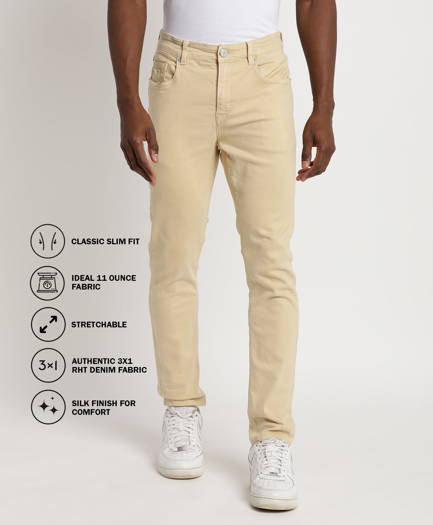 Beige Slim-fit Jeans