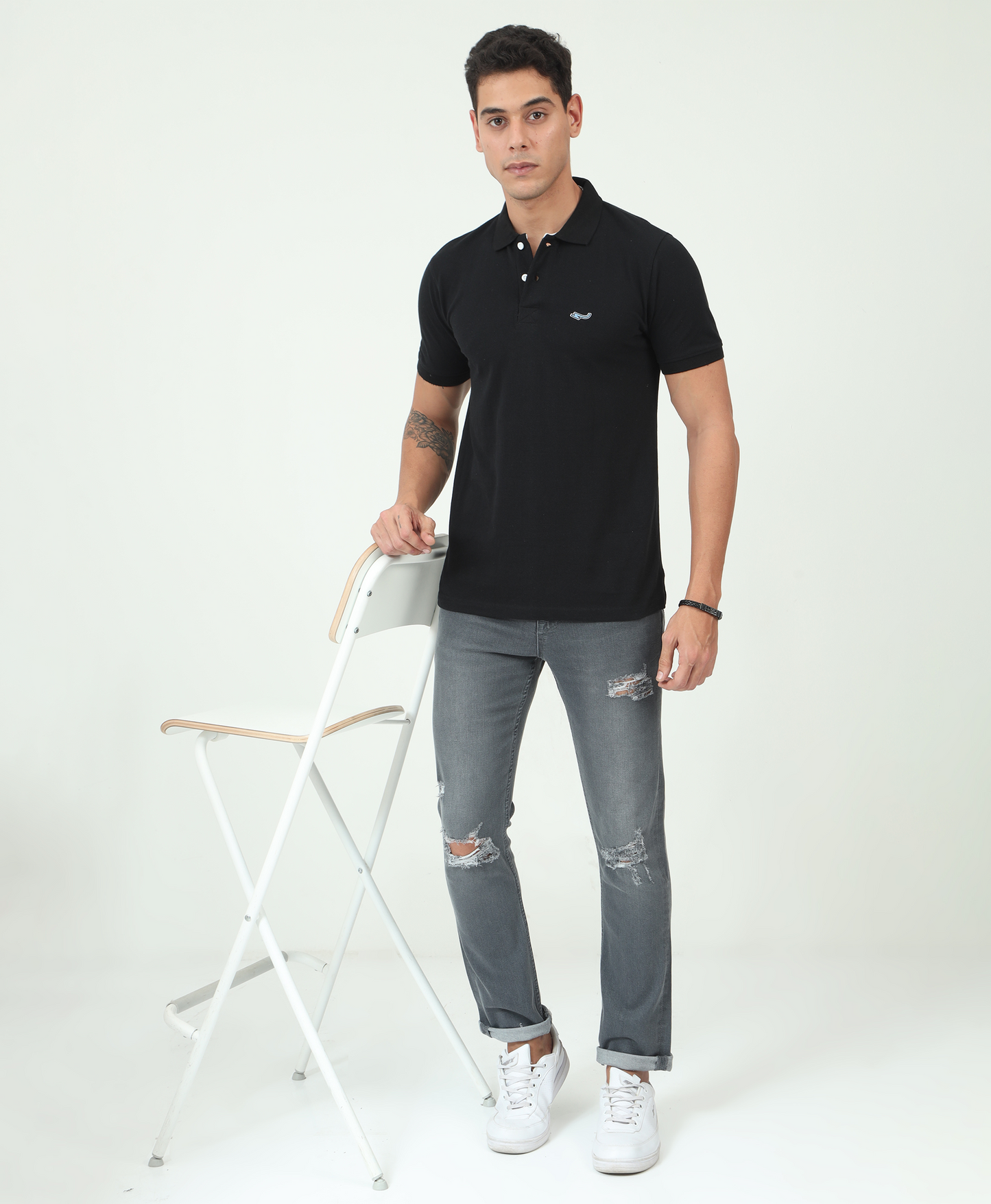 Black Back printed Polo T-Shirt