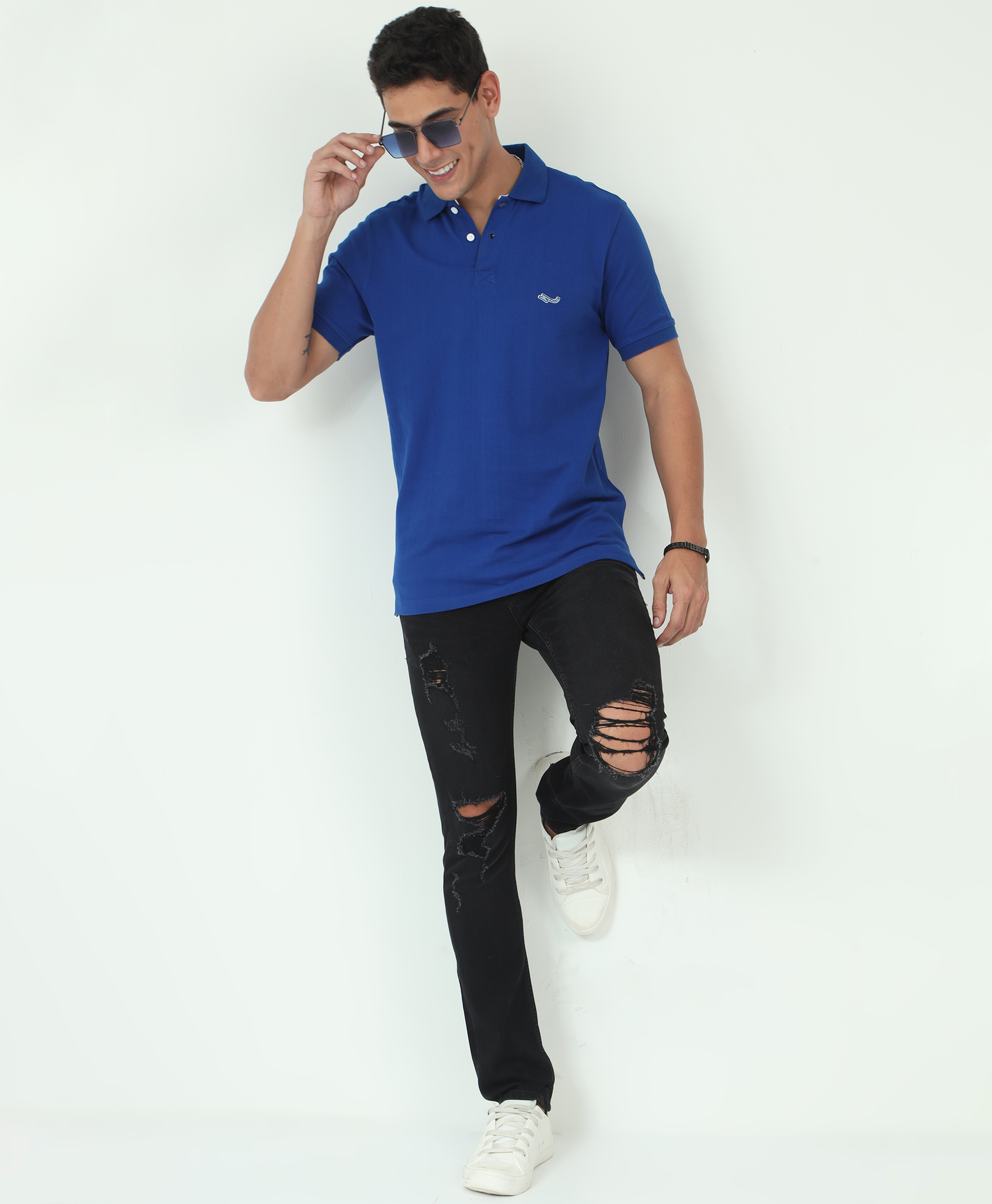 Blue Back printed Polo T-Shirt