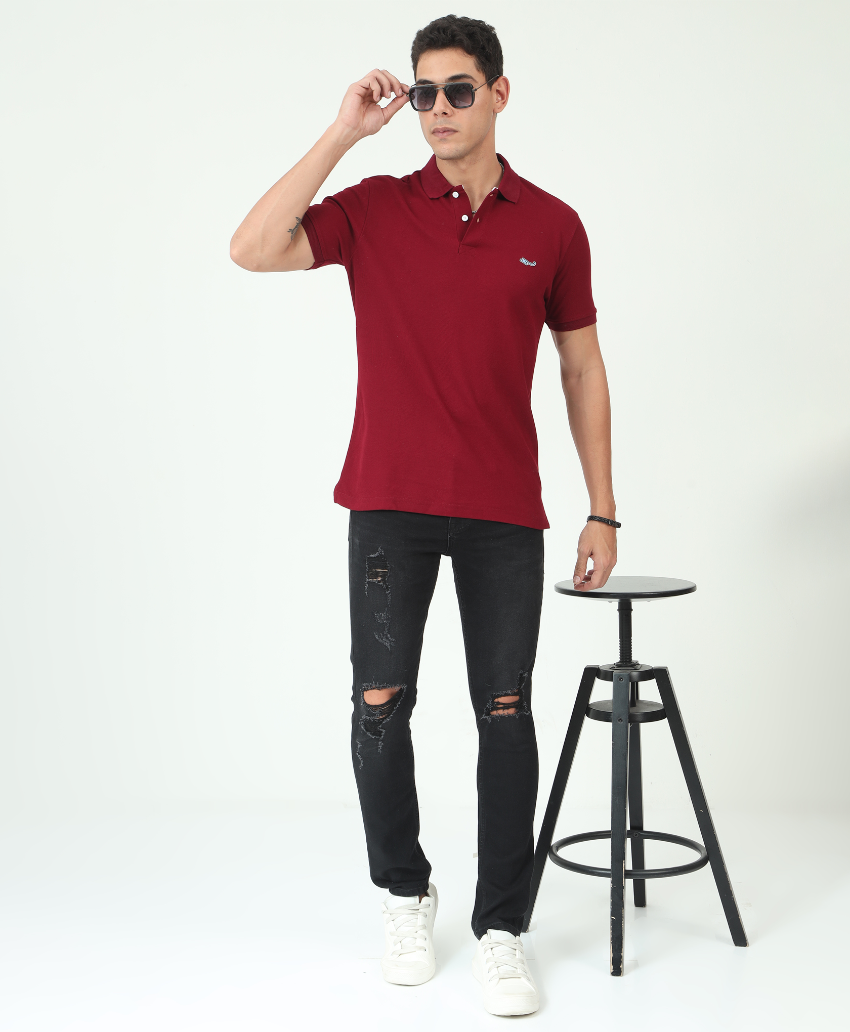 Red Back printed Polo T-Shirt