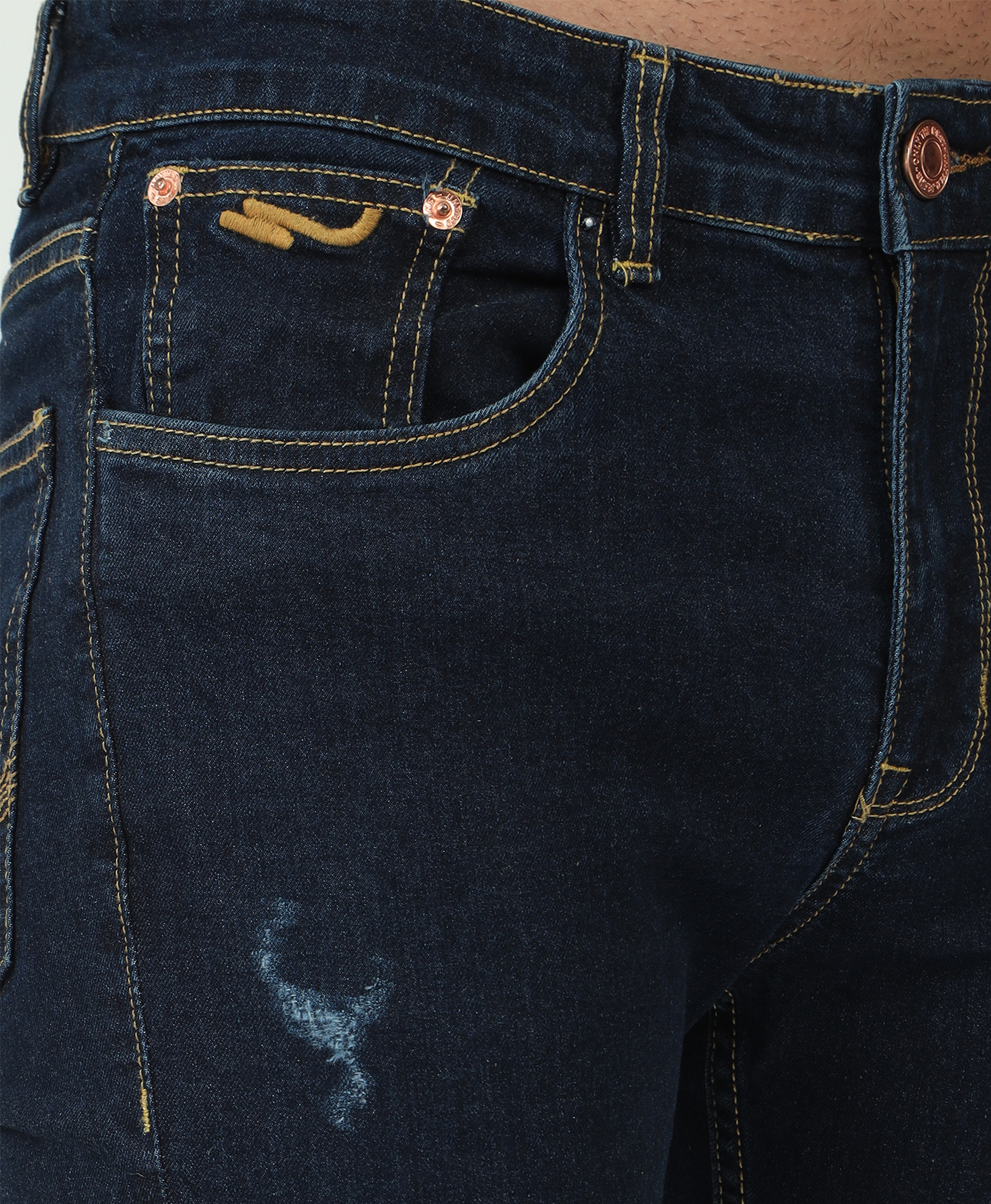 Distressed Medium Blue Slim-fit Jeans