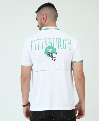 White Back printed Polo T-Shirt