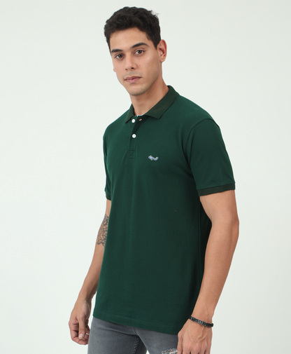 Emarald Green Back printed Polo T-Shirt