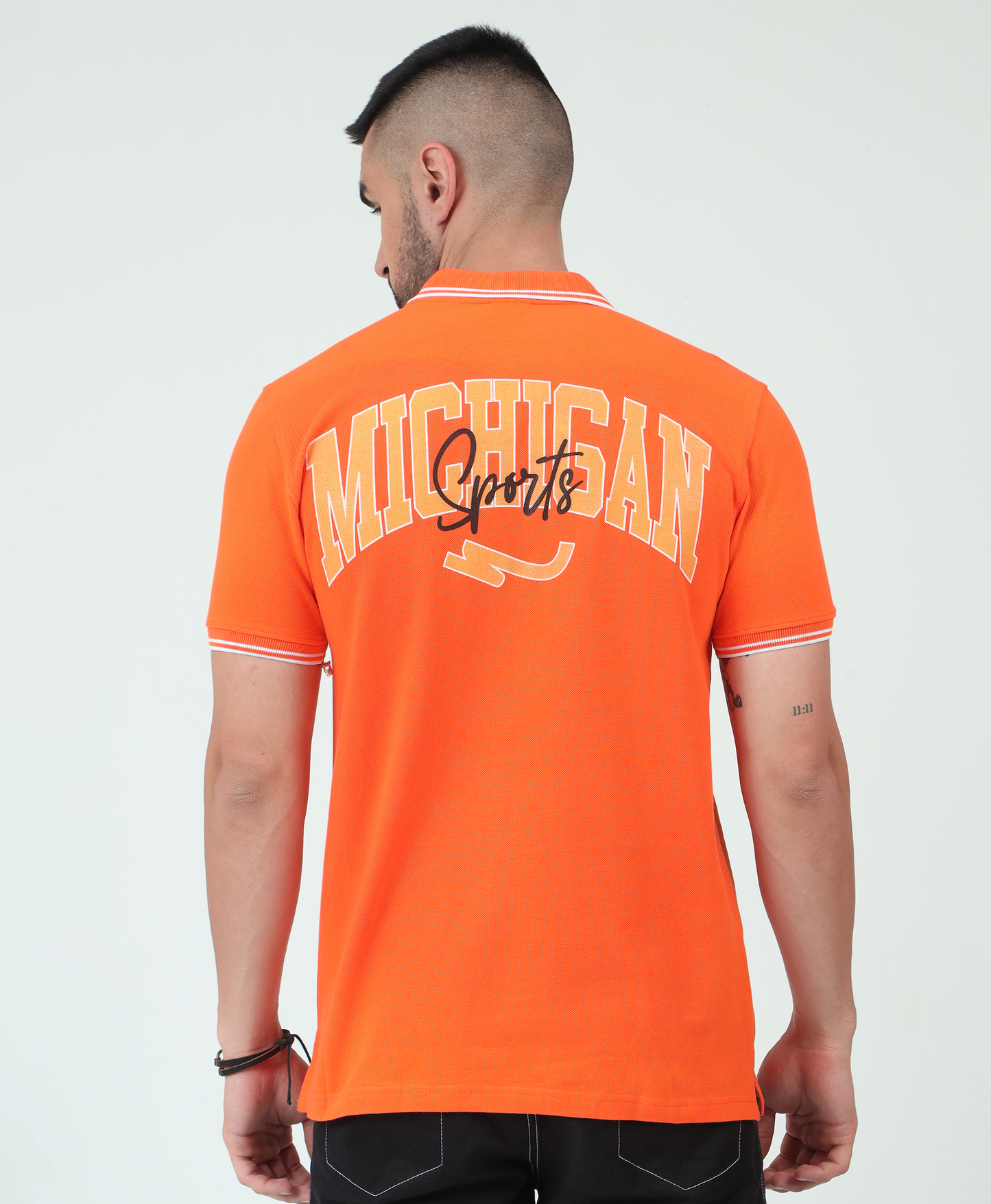 Orange Back printed Polo T-Shirt