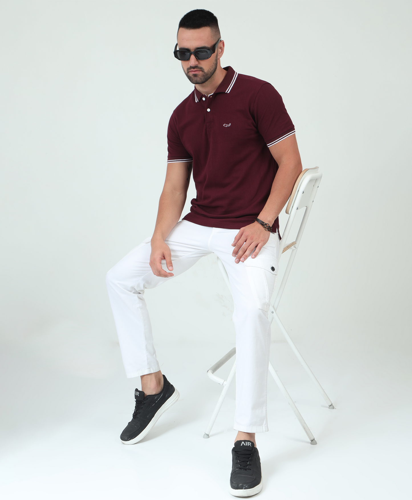 Maroon Back printed Polo T-Shirt