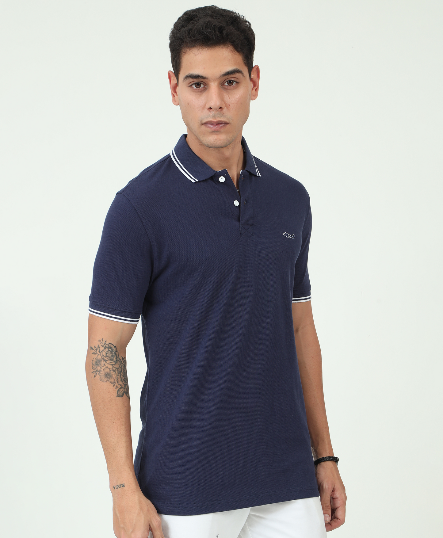 Navy Back printed Polo T-Shirt