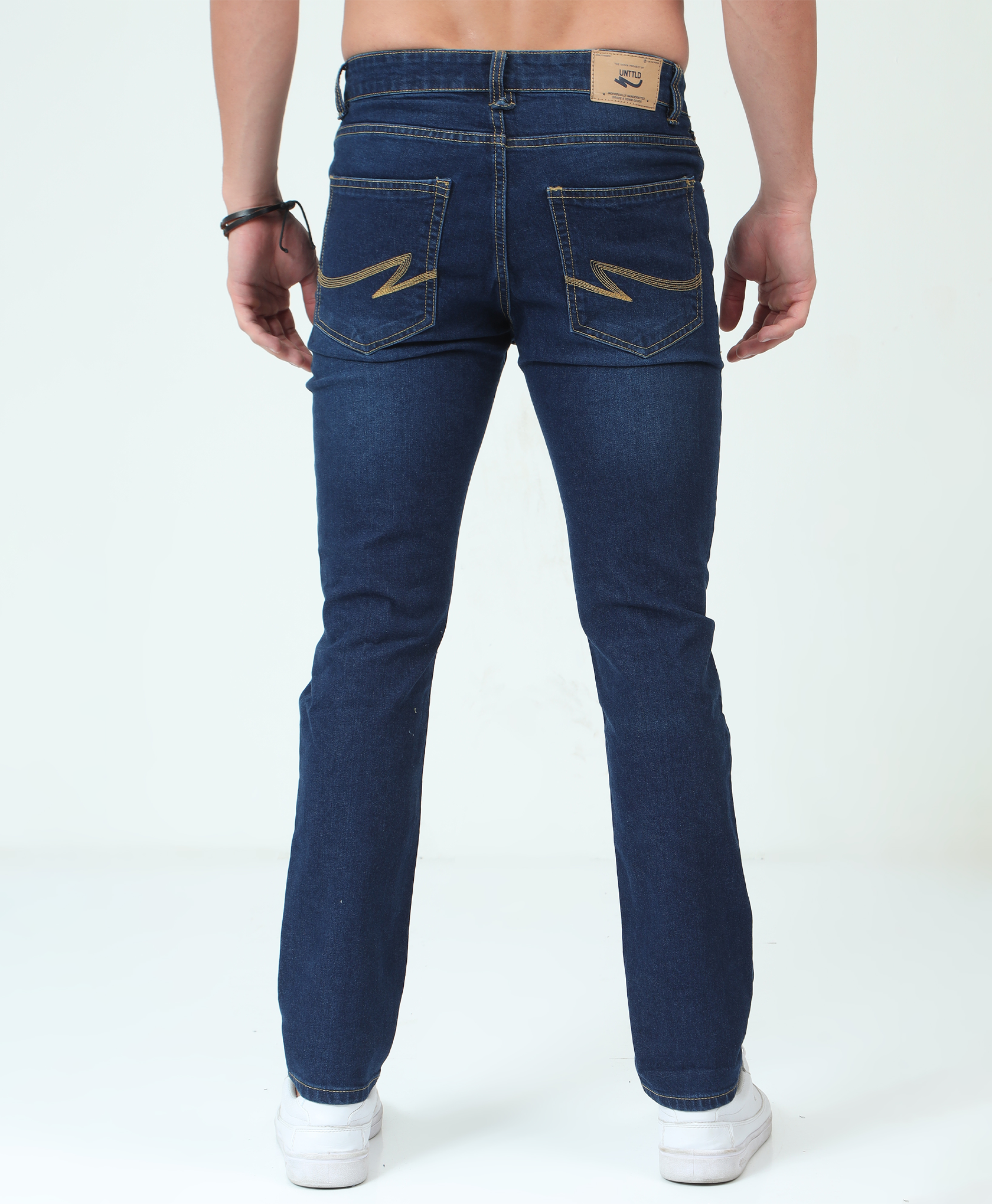 Distressed Medium Blue Slim-fit Jeans