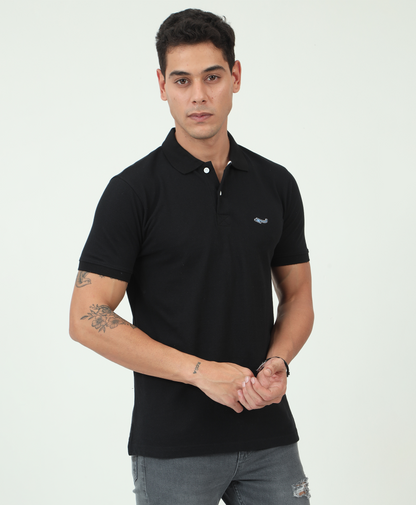 Black Back printed Polo T-Shirt