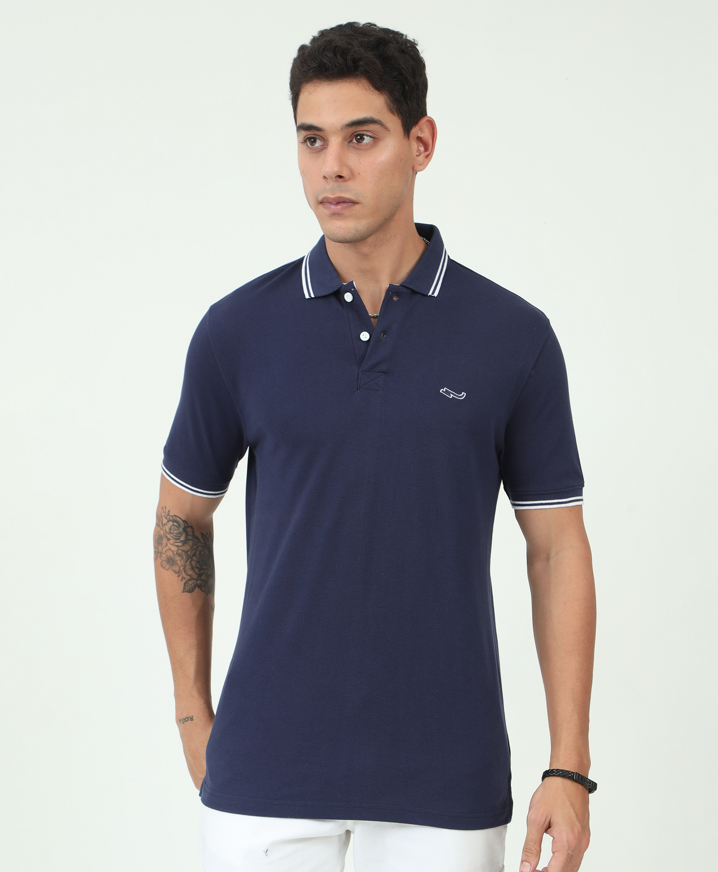 Navy Back printed Polo T-Shirt