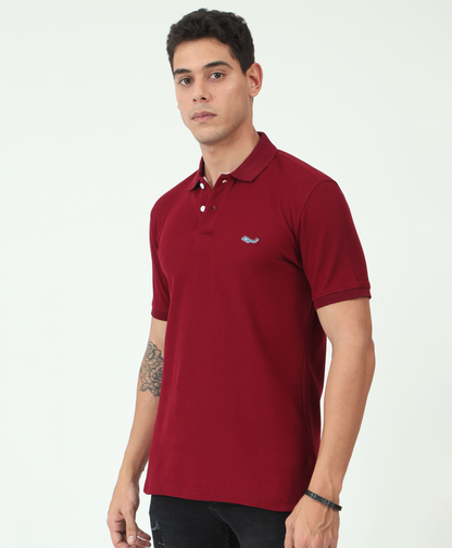 Red Back printed Polo T-Shirt