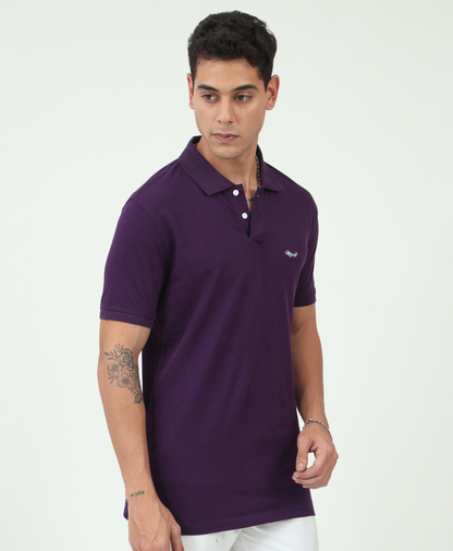 Purple Back printed Polo T-Shirt