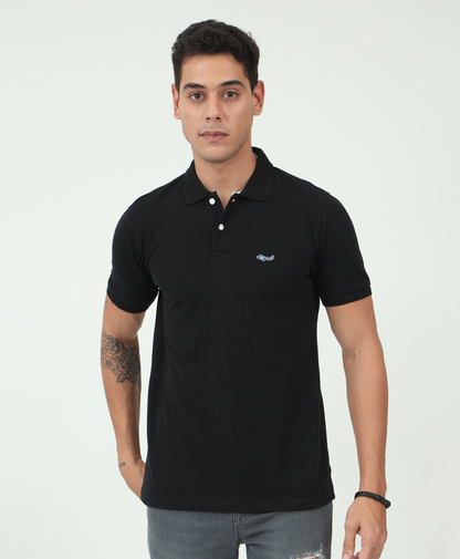 Black Back printed Polo T-Shirt