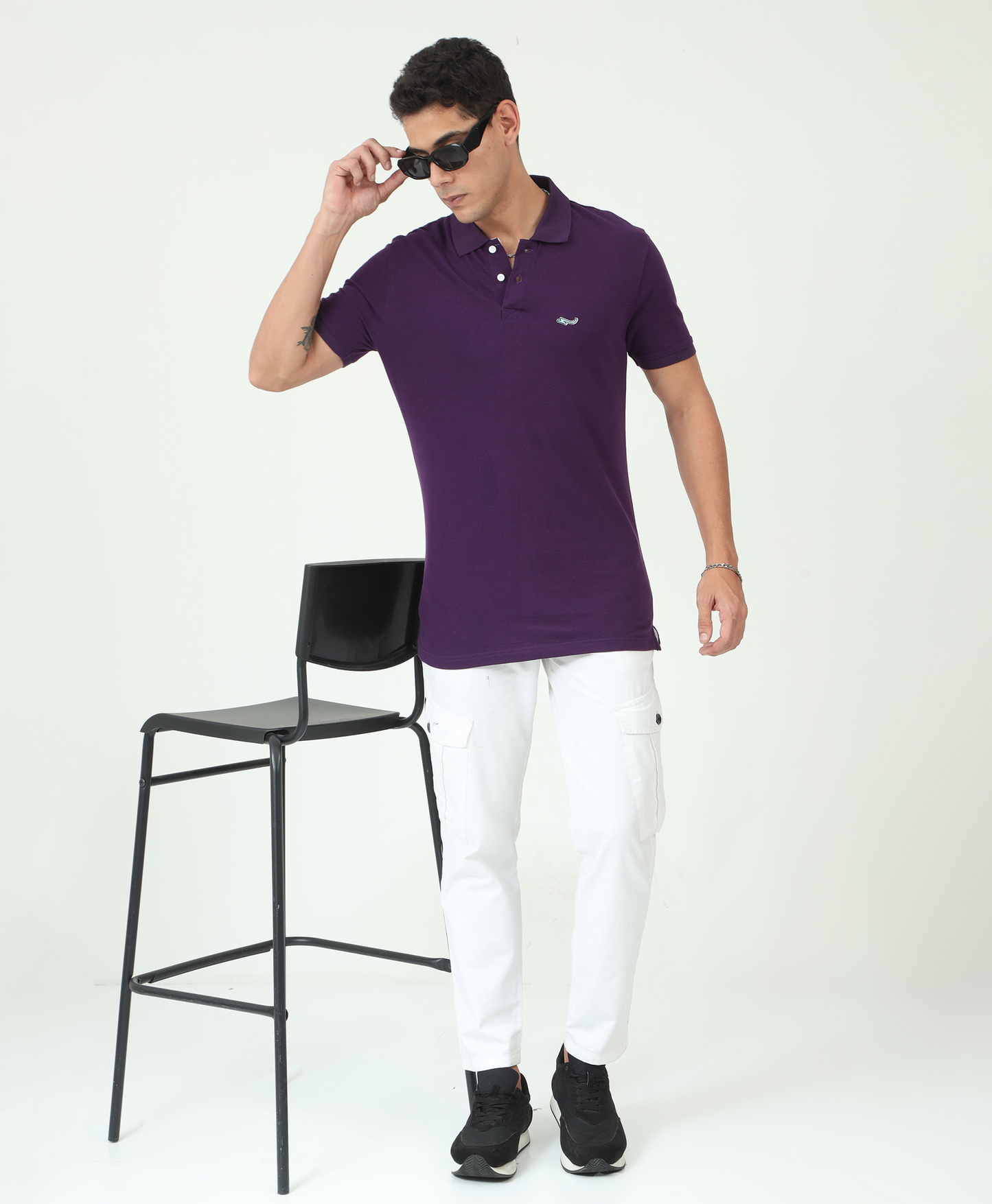 Purple Back printed Polo T-Shirt