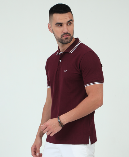 Maroon Back printed Polo T-Shirt