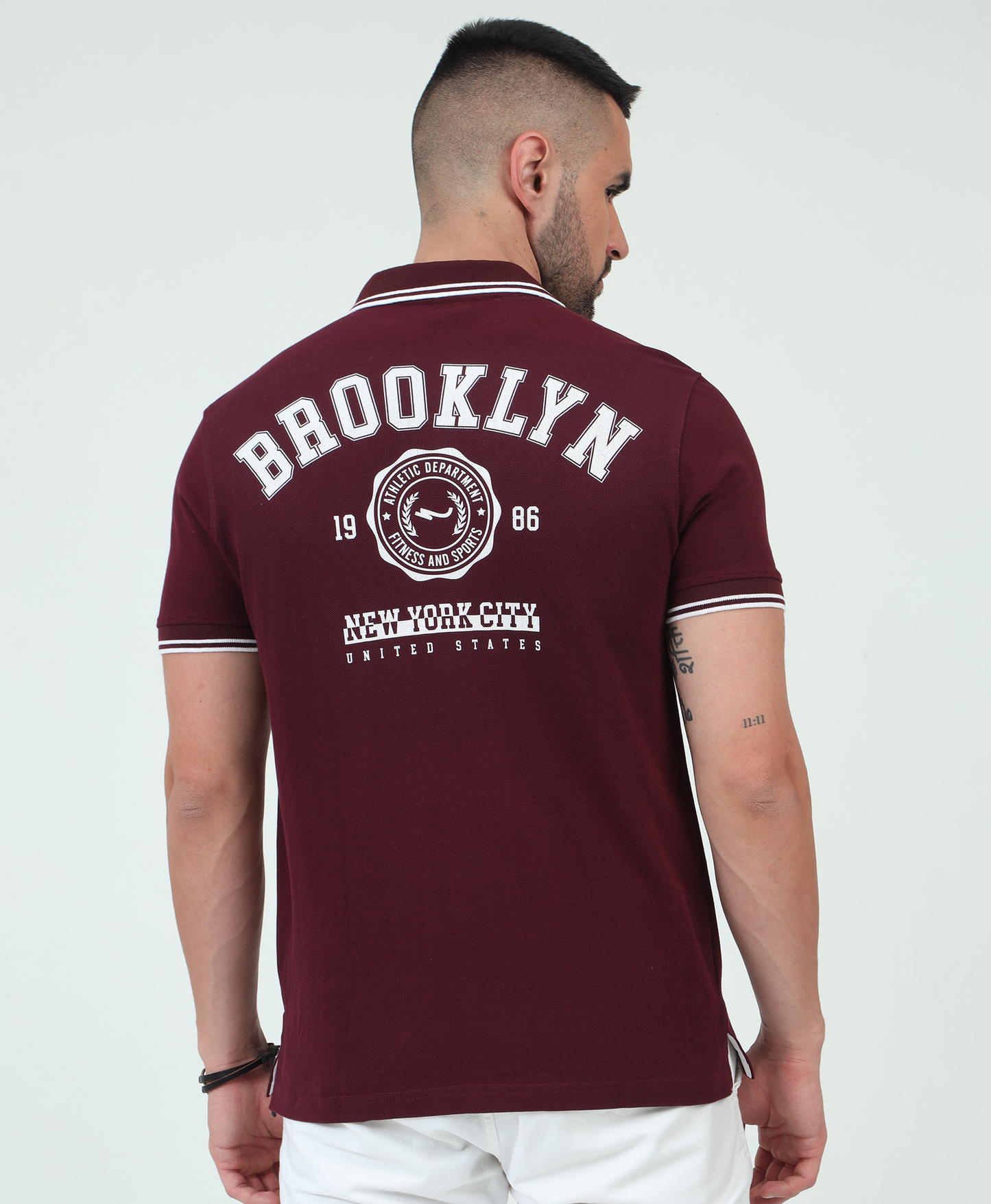 Maroon Back printed Polo T-Shirt