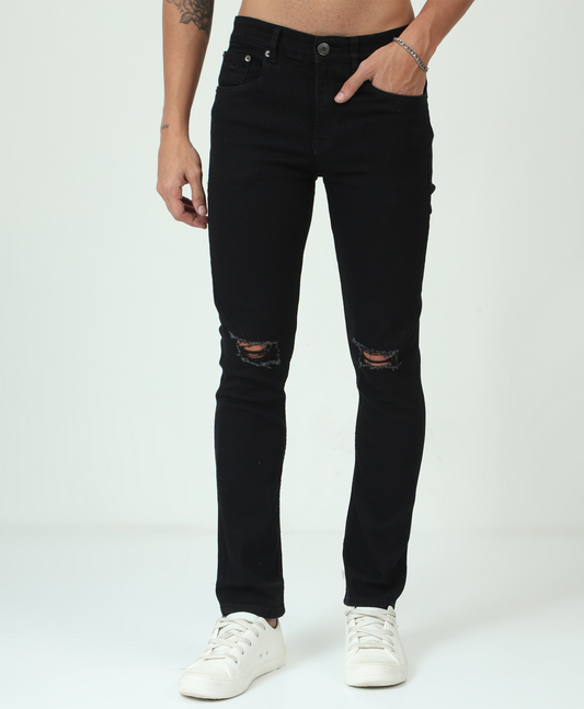 Distressed Black Slim-fit Jeans