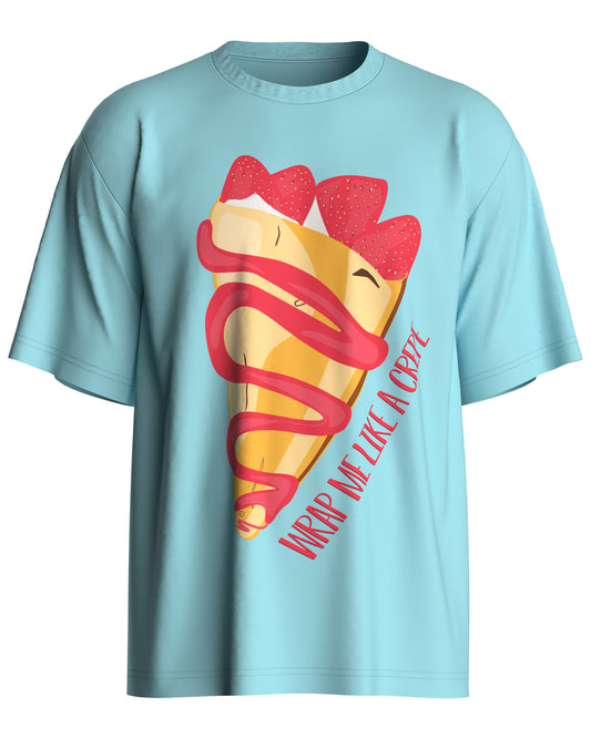 Light Blue Oversized Front Printed Unisex T- Shirt