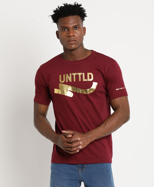 Maroon Slim-fit T-Shirt for Men 