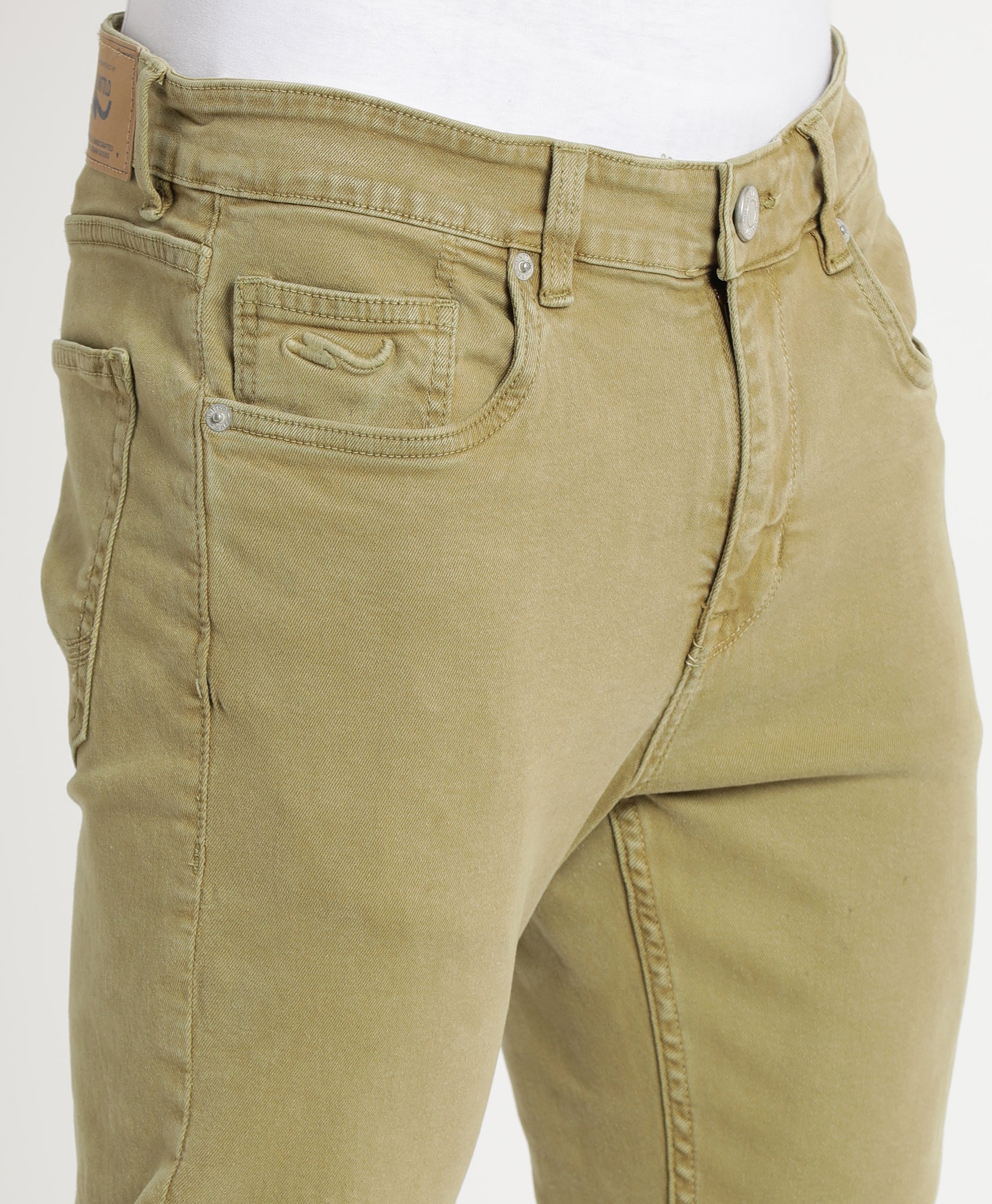 Olive Slim-fit Jeans for Men 